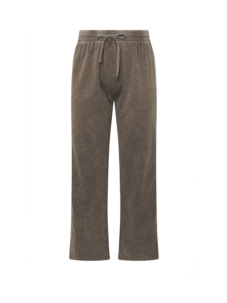 Yours Curve Brown 100% Cotton Acid Wash Wide Leg Joggers - Image 6 of 6