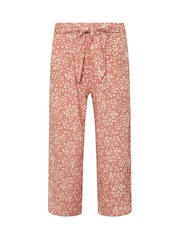 PixieGirl Petite Orange 100% Cotton Ditsy Belt Wide Leg Cropped Trousers - Image 5 of 5