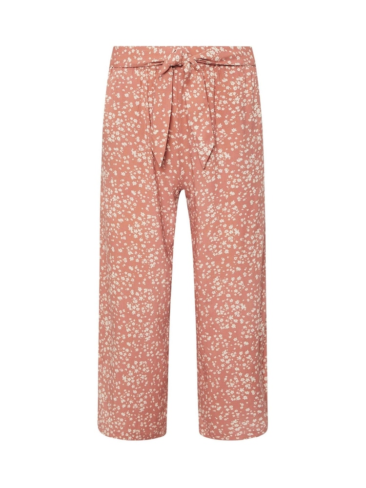 PixieGirl Petite Orange 100% Cotton Ditsy Belt Wide Leg Cropped Trousers - Image 5 of 5