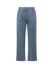 Yours Curve Blue 100% Cotton Acid Wash Wide Leg Joggers - Image 6 of 6