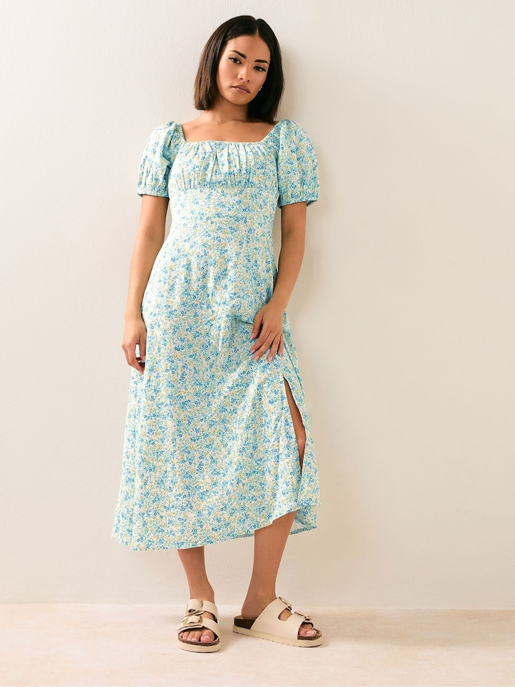 Azul - PixieGirl Petite Ditsy Ruched Midi Dress - Imagen 1 de 4 Azul - PixieGirl Petite Ditsy Ruched Midi Dress - Imagen 1 de 4