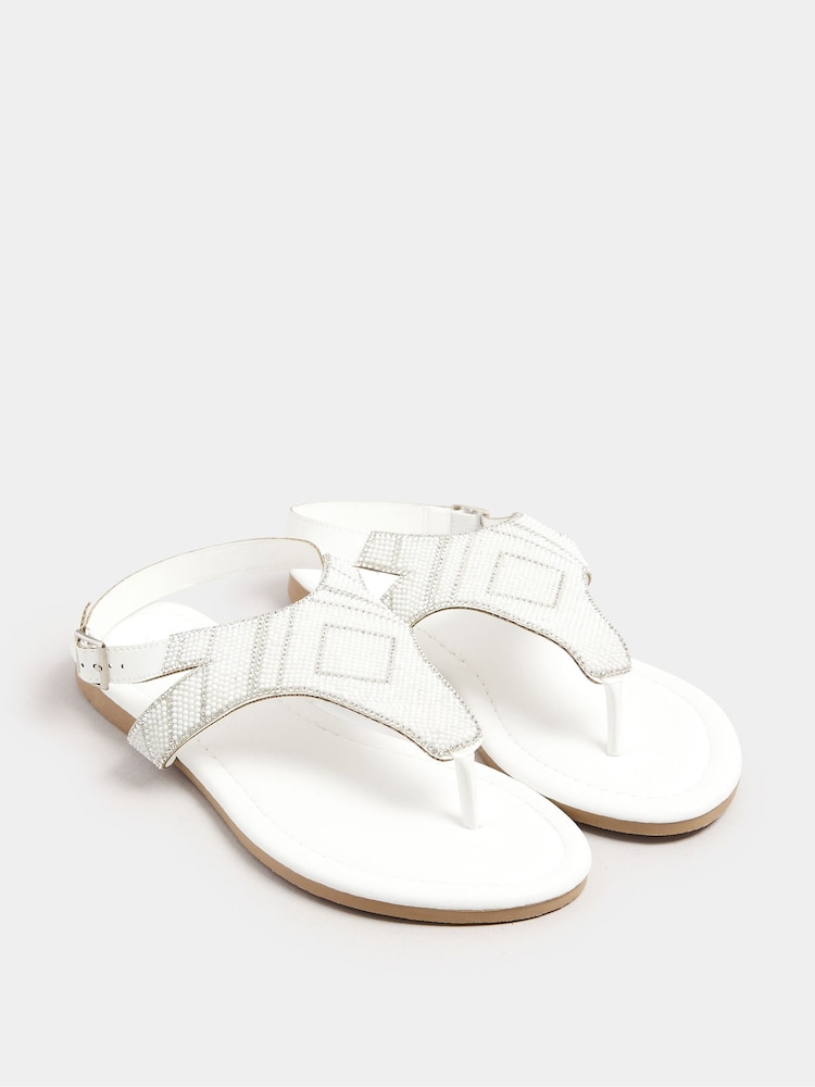 Long Tall Sally White Beaded Sandals - Image 2 of 5