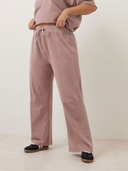 Yours Curve Pink 100% Cotton Acid Wash Wide Leg Joggers - Image 2 of 6