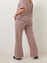 Yours Curve Pink 100% Cotton Acid Wash Wide Leg Joggers - Image 4 of 6