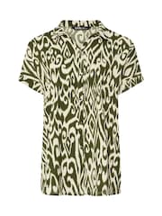 Grün - Yours Curve Crinkle Short Sleeve Shirt - Bild 6 von 6