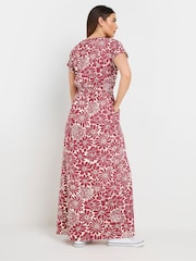Long Tall Sally Red 100% Cotton Floral Tie Waist Dress - Image 3 of 5