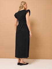 Long Tall Sally Black 100% Cotton Frill Smock Midi Dress - Image 3 of 6