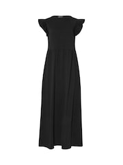 Long Tall Sally Black 100% Cotton Frill Smock Midi Dress - Image 6 of 6