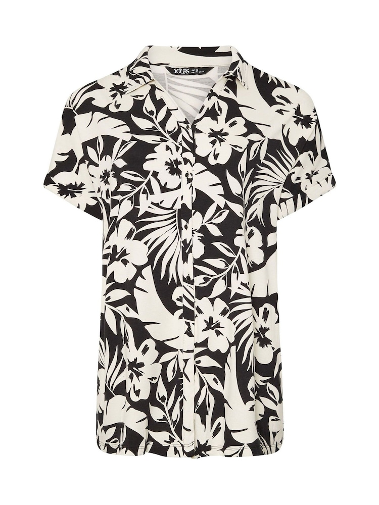 Schwarz Chrom - Yours Curve Crinkle Short Sleeve Shirt - Bild 6 von 6