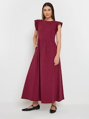 Long Tall Sally Red 100% Cotton Frill Smock Midi Dress - Image 1 of 5