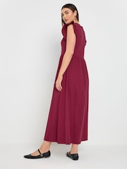 Long Tall Sally Red 100% Cotton Frill Smock Midi Dress - Image 3 of 5