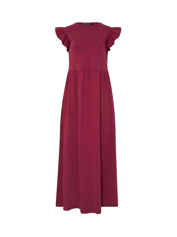 Long Tall Sally Red 100% Cotton Frill Smock Midi Dress - Image 5 of 5