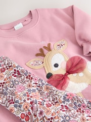 Pink Deer & Bunny Sweatshirt and Flare Leggings Set (3mths-7yrs) - Image 8 of 9
