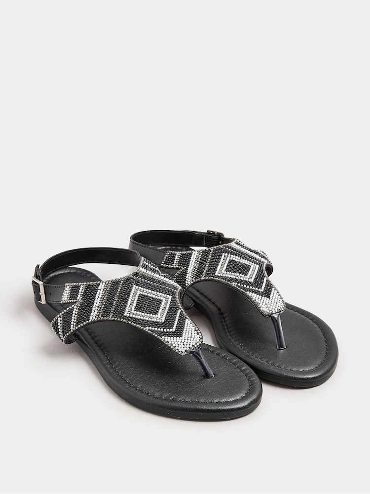 Long Tall Sally Black Beaded Sandals - Image 2 of 5