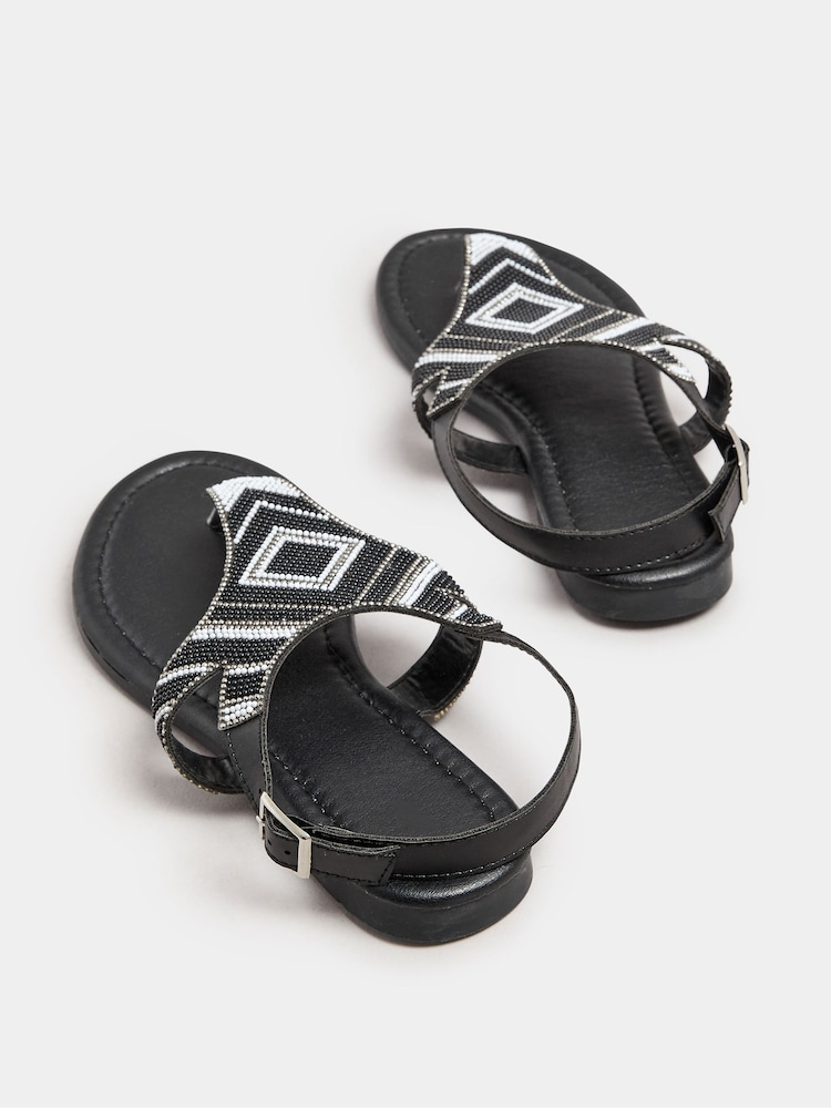 Long Tall Sally Black Beaded Sandals - Image 4 of 5