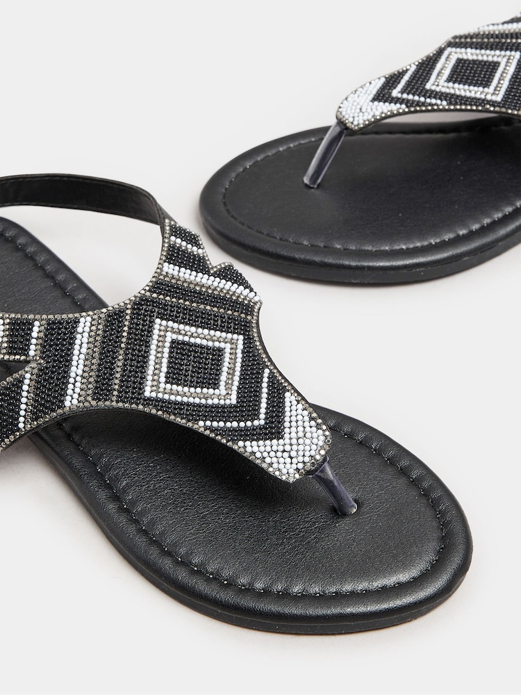 Long Tall Sally Black Beaded Sandals - Image 5 of 5