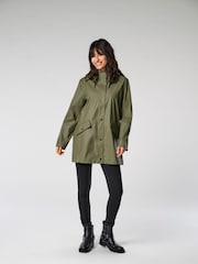 ONLY Green Water Resistant Raincoat With Hood - Image 1 of 7