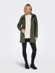 ONLY Green Water Resistant Raincoat With Hood - Image 4 of 7