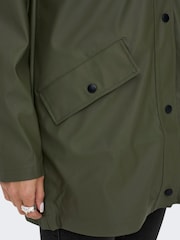 ONLY Green Water Resistant Raincoat With Hood - Image 5 of 7
