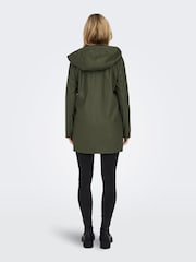 ONLY Green Water Resistant Raincoat With Hood - Image 6 of 7
