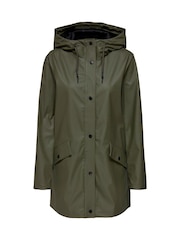 ONLY Green Water Resistant Raincoat With Hood - Image 7 of 7