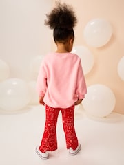 Pink/Red Christmas Sweatshirt and Flare Leggings Set (3mths-7yrs) - Image 3 of 3