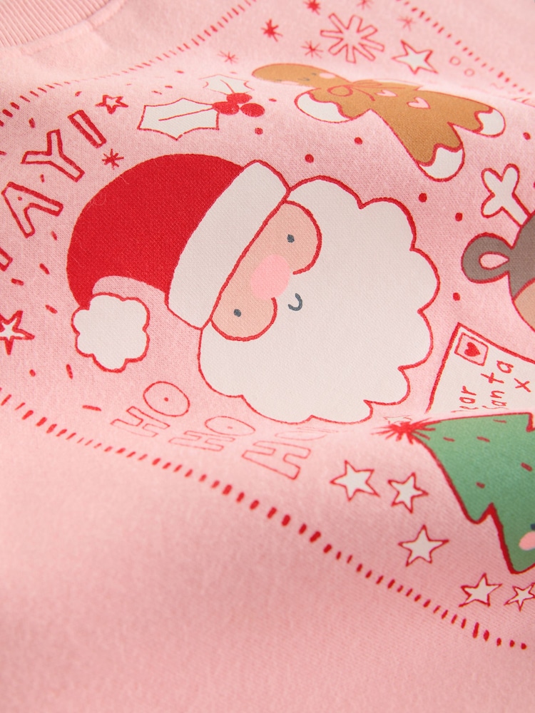 Pink/Red Christmas Sweatshirt and Flare Leggings Set (3mths-7yrs) - Image 8 of 8