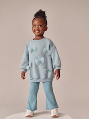 Blue Bow Sweatshirt & Flare Leggings Set (3mths-7yrs) - Image 1 of 4