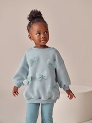 Blue Bow Sweatshirt & Flare Leggings Set (3mths-7yrs) - Image 3 of 4