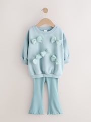 Blue Bow Sweatshirt & Flare Leggings Set (3mths-7yrs) - Image 5 of 9