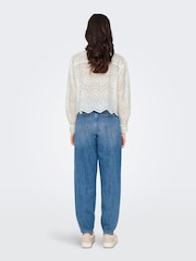 ONLY White Long Sleeved Broderie Anglais Shirt in 100% Cotton - Image 4 of 7