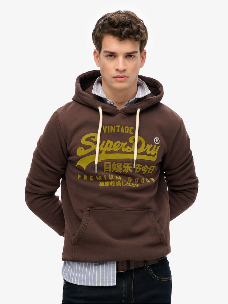 Sudadera con capucha y logo de inspiración vintage a tono de Superdry - Imagen 1 de 6
