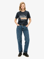 Superdry Blue Vintage Logo Premium Goods Floral 100% Cotton T-Shirt - Image 4 of 6