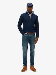 Superdry Blue Cotton Classics Half-Zip Knitted 100% Cotton Jumper - Image 2 of 6