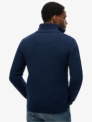 Superdry Blue Cotton Classics Half-Zip Knitted 100% Cotton Jumper - Image 3 of 6