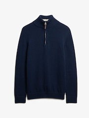 Superdry Blue Cotton Classics Half-Zip Knitted 100% Cotton Jumper - Image 5 of 6