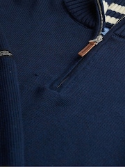 Superdry Blue Cotton Classics Half-Zip Knitted 100% Cotton Jumper - Image 6 of 6