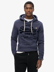 Superdry Blue Vintage Logo Tonal Hoodie - Image 1 of 6