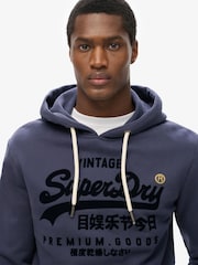 Superdry Blue Vintage Logo Tonal Hoodie - Image 2 of 6