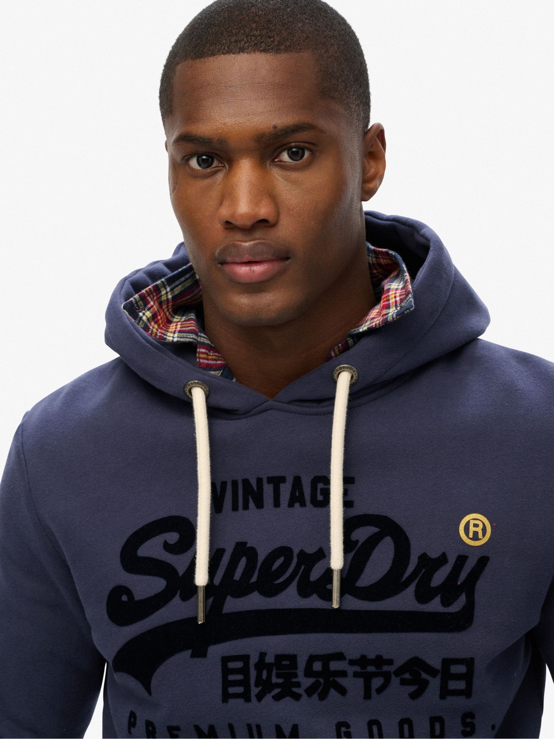 Buy Superdry Navy Blue Vintage Logo Heritage Relaxed Hoodie from