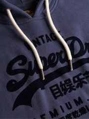Superdry Blue Vintage Logo Tonal Hoodie - Image 6 of 6