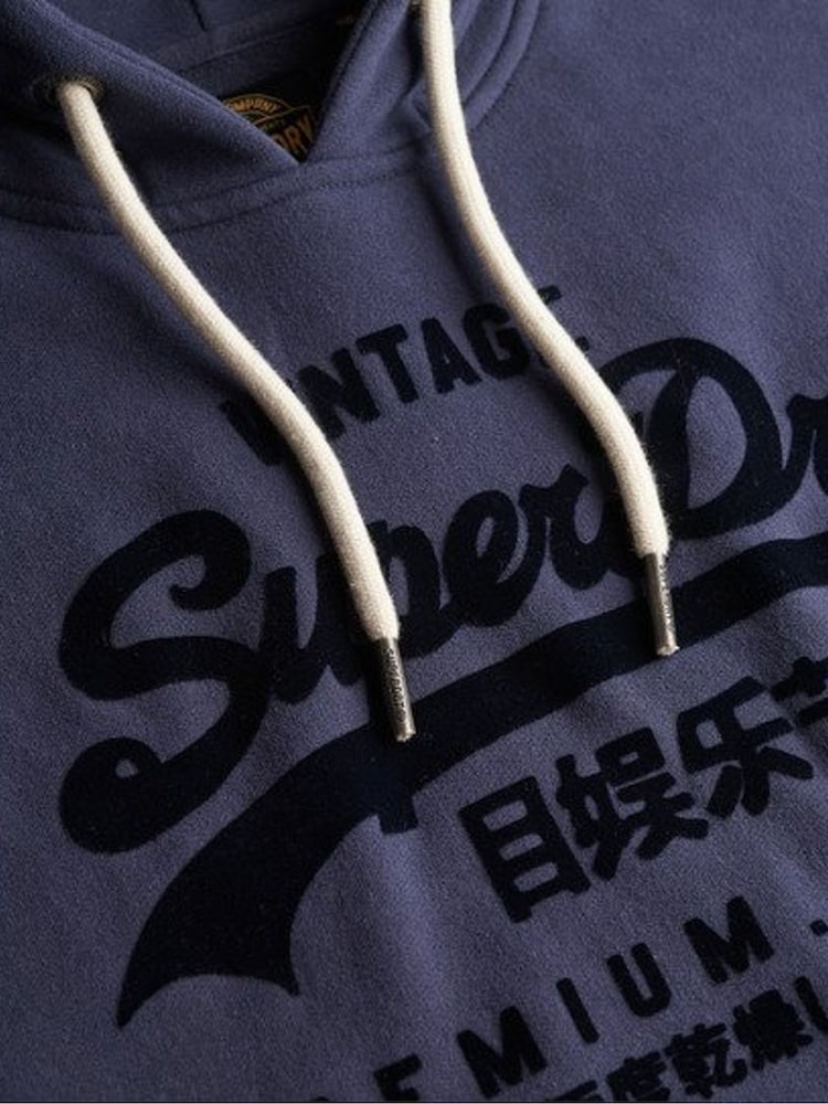 Superdry Blue Vintage Logo Tonal Hoodie - Image 6 of 6