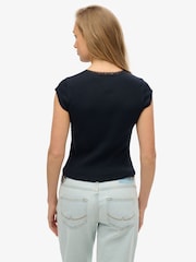 Superdry Blue 100% Cotton Essential Square Neck Short Sleeve T-Shirt - Image 2 of 4