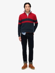 Superdry Blue 100% Cotton Classic Stripe Half-Zip Jumper - Image 3 of 6
