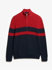 Superdry Blue 100% Cotton Classic Stripe Half-Zip Jumper - Image 5 of 6