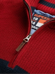 Superdry Blue 100% Cotton Classic Stripe Half-Zip Jumper - Image 6 of 6