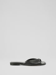 LK Bennett Black Cora Nappa Leather Twist Front Sandals - Image 1 of 4