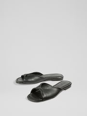LK Bennett Black Cora Nappa Leather Twist Front Sandals - Image 3 of 4