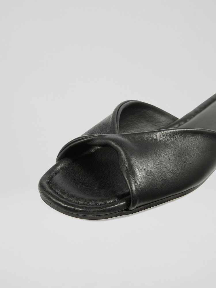 LK Bennett Black Cora Nappa Leather Twist Front Sandals - Image 4 of 4