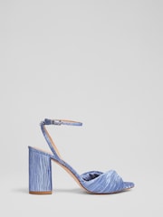 LK Bennett Blue Lilith Blue Fabric Twist Front Sandals - Image 1 of 4